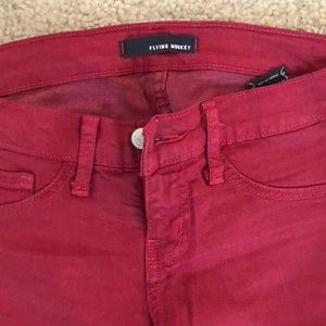 Blood Red flying monkey skinny cropped jeans Sz 1